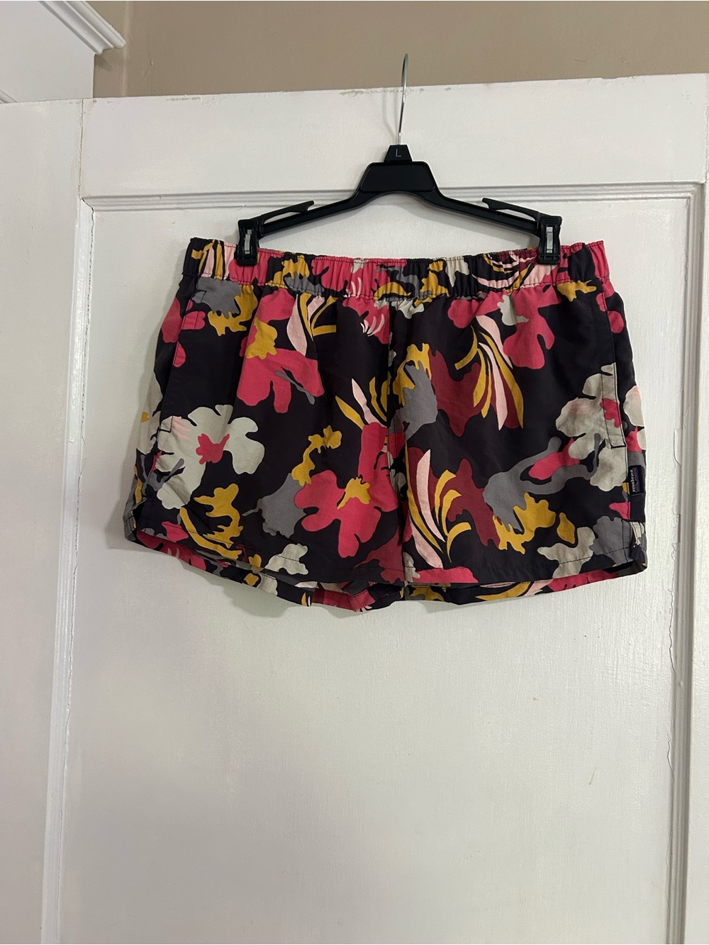 Patagonia Floral Athletic Shorts - Black, Pink, Yellow